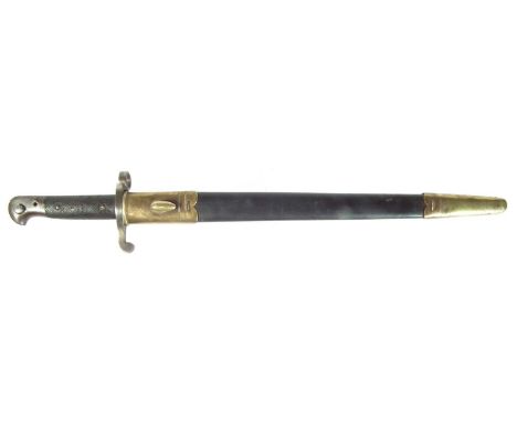 Martini Henry pattern 1860 yataghan sword bayonet, with scabbard, by Wilkinson stamped 89. 62cm long 