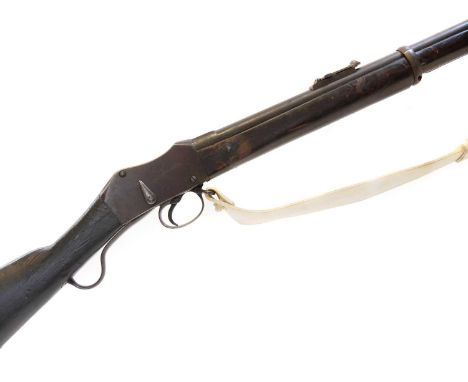 BSA Martini Henry MkII 577/450 rifle, 32inch barrel fitted with bayonet bar and folding ladder sight, receiver stamped with C