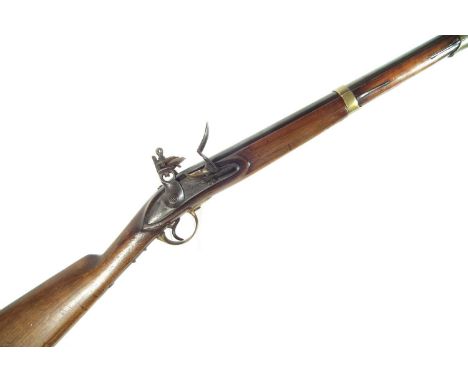 Belgian flintlock trade carbine, .700 calibre 30 inch barrel with fixed sights and secured by two brass bands, brass and stee