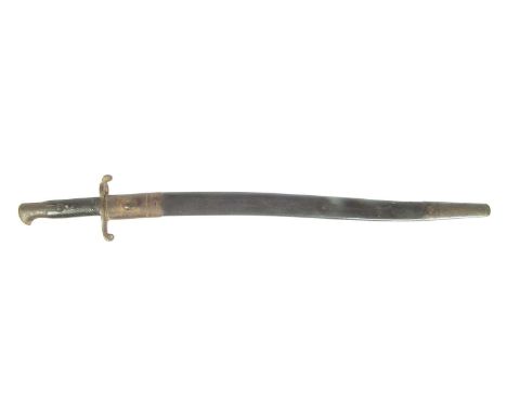 Martini Henry 1860 pattern Yataghan sword bayonet and scabbard, stamped 7 82, 73cm long 