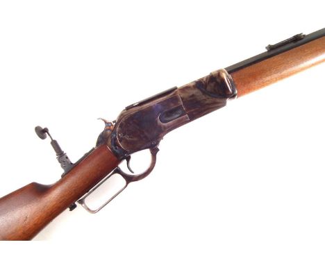 Chaparral 1876 Winchester 50-95 rifle, with 26 inch octagonal barrel fitted with dovetailed front sight and folding ladder re