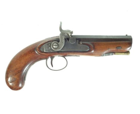 Percussion pocket pistol by Jones of London, 4.5 inch 25 bore octagonal barrel marked 'Twisted Stubbs' to the underside, engr