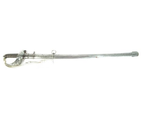 Post 1902 Household Cavalry trooper’s 1892 pattern sword, with a mismatching scabbard, pierced guard with HC monogram and whi