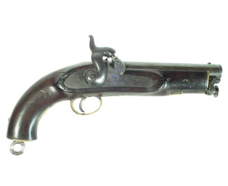 Percussion Coast guard or Constabulary pistol, 6 inch 28 bore sighted barrel with swivel ramrod, crown VR tower stamped lock 