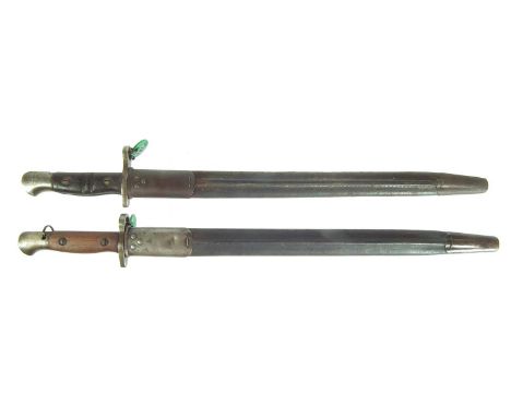 Two British / American bayonets and scabbards, to include:Pattern 1913 / M1917 as built for the UK but issued USA soldiers wh