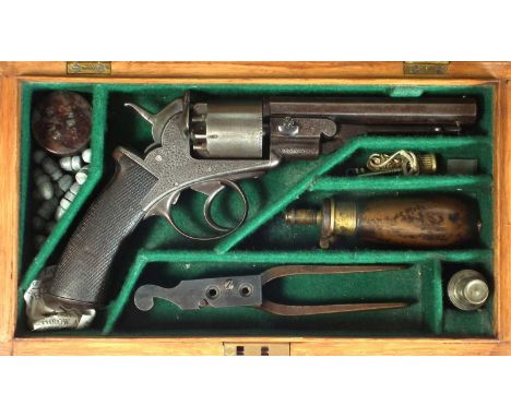 Witton Daw and Co 80 bore revolver, 5 inch octagonal barrel engraved with maker's name and London fitted with loading lever, 