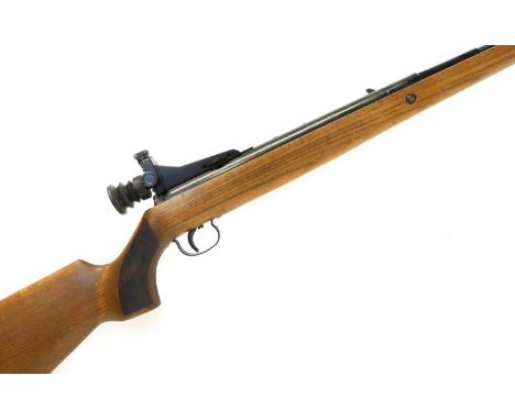 Original 50 .177 air rifle, 18 inch barrel fitted with target aperture sights, serial number 110195 the action dated 08 75, w