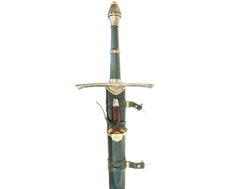 Lord of the Rings replica of Aragon / Strider's hand and a half sword, with scabbard including small dagger, with wood displa