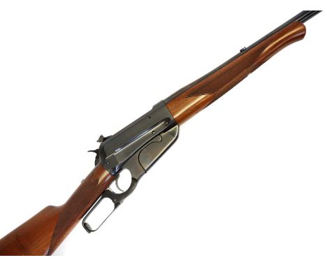 Winchester model 1895 .405 lever action rifle, 24 inch barrel, the action fitted with finely adjustable aperture sight, chequ