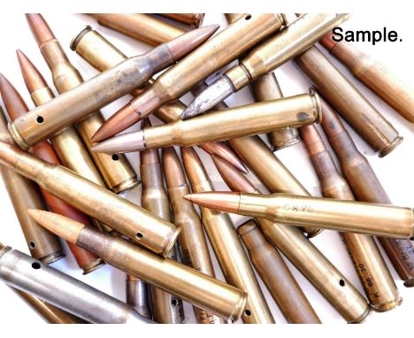 Two hundred and fifty inert .30-06 rounds, contained within a metal ammunition tin with a large variety of different headstam