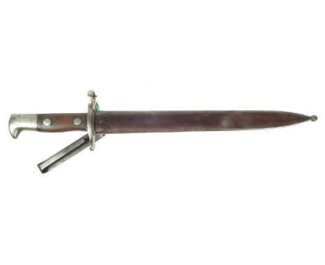 US M.1898 Krag - Jorgenson bayonet and scabbard, with US government stamp to ricasso and belt hanger to scabbard. 44cm long 