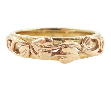 9ct rose gold foliate design ring by Clogau, Sheffield 1998Condition Report:Approx 4gm, size O, max depth = 5.3mm, good condi