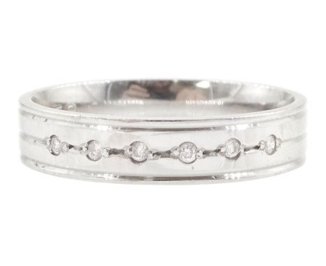 Platinum rubover set, six stone round brilliant cut diamond ring, Birmingham assay markCondition Report:Approx 4.85gm, size K