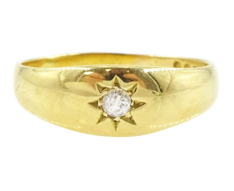 Edwardian 18ct gold gypsy set, single stone old cut diamond ring, London 1903, diamond approx 0.10 caratCondition Report:Appr
