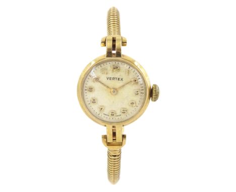 Vertex ladies 9ct gold manual wind wristwatch, on integral 9ct gold bracelet, hallmarkedCondition Report:Approx 11.7gm (exclu