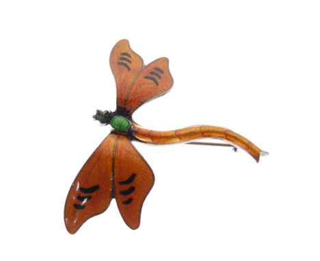 George V silver and enamel dragonfly brooch, JA&amp;S (J.Aitken &amp; Son), Birmingham 1915  