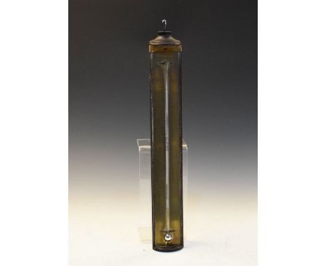 19th Century mahogany-cased thermometer, Cary, London, the engraved brass scale reading 0 to 120 Fahrenheit with Remarks, mer