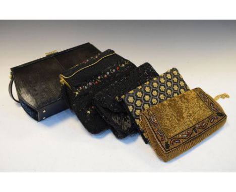 Five assorted lady's vintage evening bags and purses  