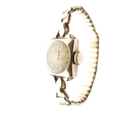 Bernex - Lady's 9ct gold dress watch, with Arabic dial and manual wind movement to a flexible strap, 15.9g gross approx  