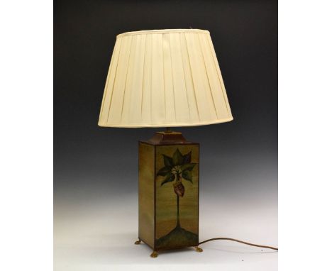 Reproduction style toleware style square table lamp, 48cm to the top of the light fitting  