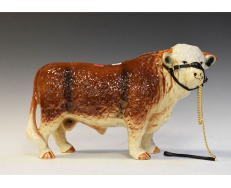 Melba ceramic figure of a Highland bull, 42cm long x 24.5cm high  