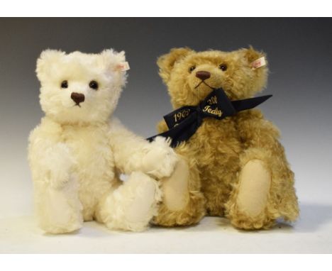 Steiff - Golden mohair 1902 - 2002 bear (00052), together with limited edition white teddy bear (01562)  
