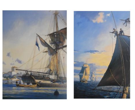 Geoff Hunt - Limited edition coloured print - The Mauritius Command and Master and Commander, numbered 316 and 305/850, 62cm 