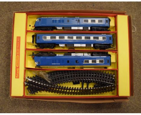 Vintage Triang railway OO gauge 'The Blue Pullman Electric Train Set', together with rail based combat unit battle space tact