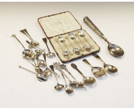 Cased set of six silver 'Apostle' spoons, London 1865, sponsor ML over HL, in box of Manoah Rhodes &amp; Sons Ltd Goldsmiths 