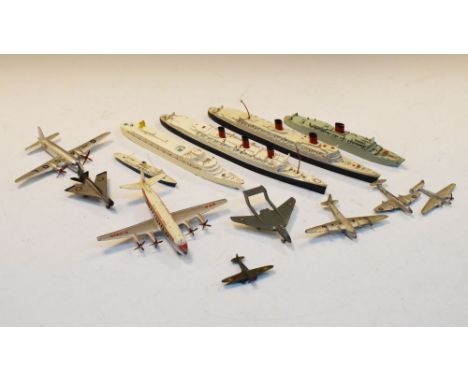 Four vintage Triang die-cast model ocean liners to include; M715 RMS Camberra, M703 RMS Queen Mary, M702 RMS Queen Elizabeth,