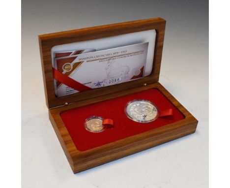 Coins - London Mint Office - South African Mint Winston Churchill Krugerrand Commemoration Set, comprising 22ct gold ¼ ounce 