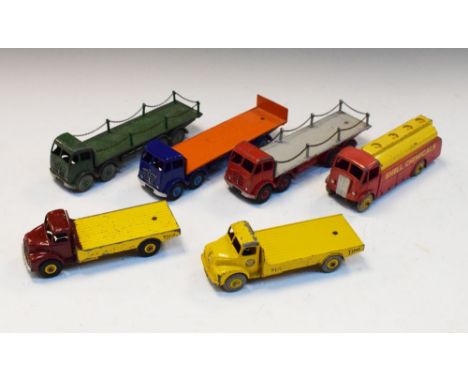 Six Dinky Supertoys vintage die-cast trucks comprising of three Foden trucks, Leyland Comet x 2, and 166AAEC Monarch Tank (Sh