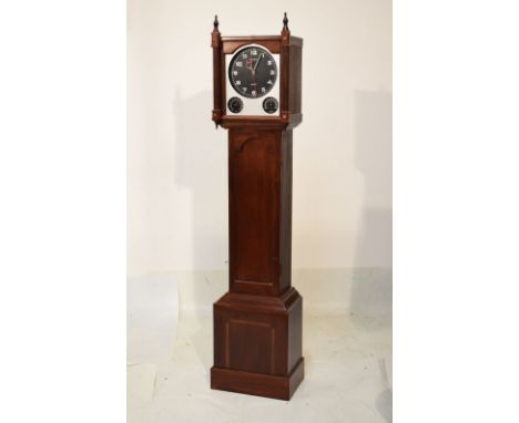 Mahogany finish longcase clock having quartz movement with temperature and humidity, 174cm high  