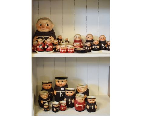 Goebel - Large quantity of relief moulded Merry Monk tableware, jugs, etc  