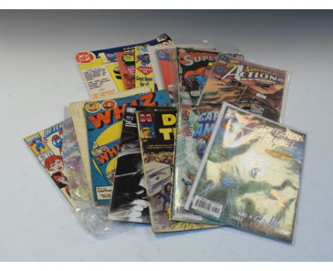 Quantity of DC and Marvel Superhero comics to include; Superman In Action comics (655), Captain America (401 June), Whizz com