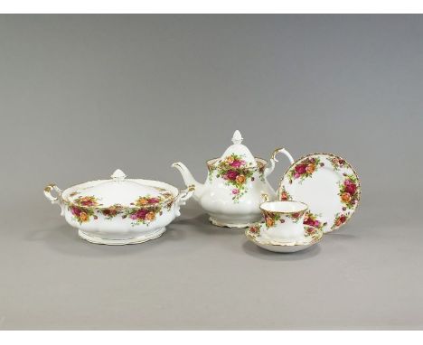 A Royal Albert 'Old Country Roses' tea and dinner service, comprising a teapot and cover, six teacups, six saucers, a sugar b