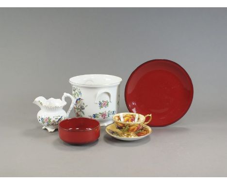 A Villeroy and Boch Granada partial dinner and coffee service in vitrified red, comprising nine dinner plates, three slightly