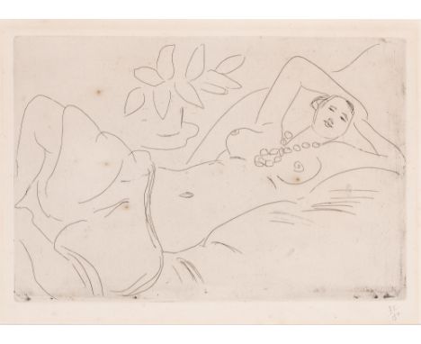ODALISQUE COUCHEE (DUTHUIT 86)Etching, 1923, on wove paper, bearing number 75/150 in pencil, with full margins, framed.Plate 