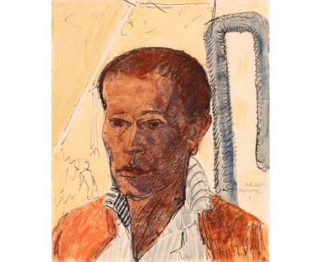 German, 1883-1970Männerkopf, 1925 Signed, dated and inscribed Erich Heckel 25 / Männerkopf (cr)Watercolor and ink on paper17 
