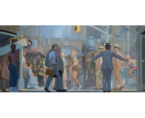 American, b. 1955Midtown, 1983Oil on canvas48 x 102 inches (121.9 x 259.1cm)(Framed: 48 1/2 x 102 inches)Overall in good cond