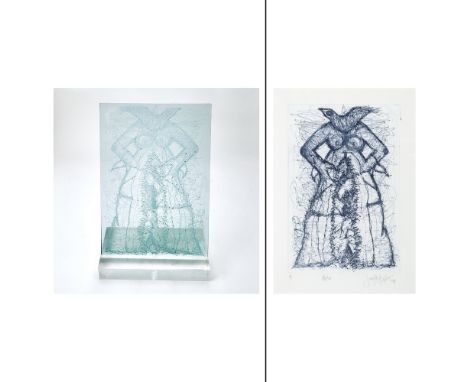 American, b. 1948(i) UntitledEtched glass on acrylic base18 1/2 x 12 x 7 1/2 inches (47 x 30.5 x 19.1cm)(ii) VotiveIntaglio p