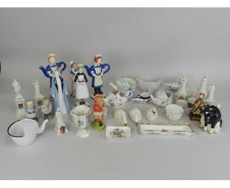 A collection of porcelain figures of nurses including Royal Worcester, Royal Doulton, Coalport, Michael Sutty and other makes