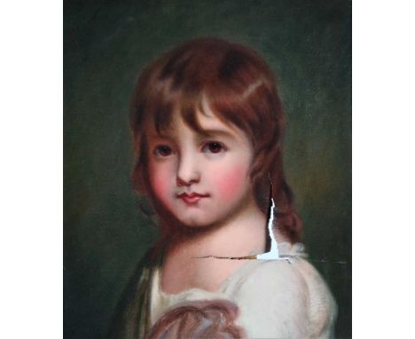 19th Century Portrait of a Young Boy, oil on canvas, gilt frame, measurements 41 x 35 cm, frame 60 x 55 cm*In need of restora