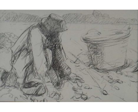 Harry Becker (British 1865-1928), Potato Harvest, Holland, lithograph, mounted and framed. Measurements 36.5 x 54.5 cm (i), f