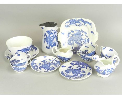 A large assembled quantity of Coalport and Hughes &amp; Co Fenton 'Blue Dragon' pattern dinner and teawarescirca 1930sincludi