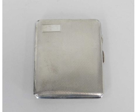 A silver cigarette case, Frederick Field Ltd, Birmingham 1934, of engine turned form, 8.2cm, weight approx 2.3oz