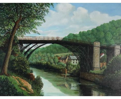 B Van der Woning (20th-21st Century), A view of the Ironbridge at Telford, oil on canvas, dated 1965 lower left, signed lower