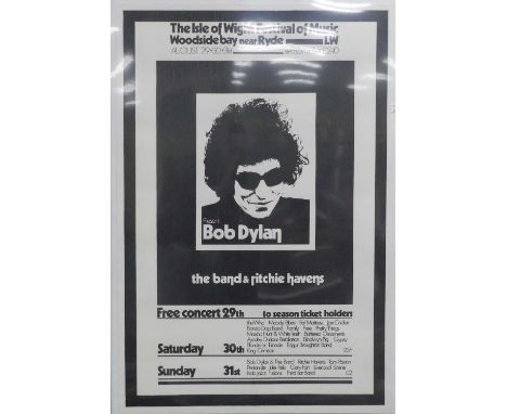 Bob Dylan Isle of Wight Festival of Music Poster, measurements 84 x 56.5 cm, frame 93 x 62 cmCondition report: Small crease t