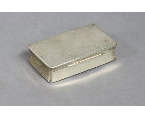 A George V silver rectangular snuff box with hinged lid &amp; concave sides, gilt interior, 3¼” wide, Birmingham 1930, By Geo