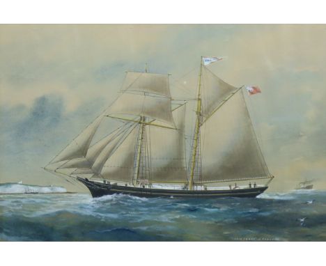 REUBEN CHAPPELL (Goole 1870-1940 Par, Cornwall).  Portrait of the schooner “Annie Jones of Chester”, unsinged, inscribed labe